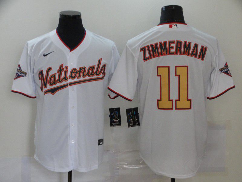 Men Washington Nationals #11 Zimmerman White 2020 Game MLB Jerseys